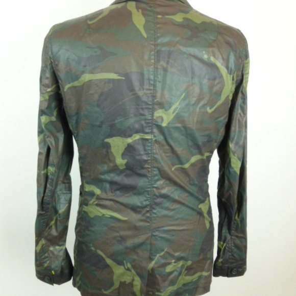WILLIAM RAST camo green waxed cotton button up blazer chore jacket S - Picture 6 of 9